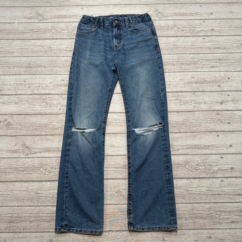 Old Navy Jeans Women's 26/16 Blue Denim Straight Leg Slim Fit Distressed Cotton